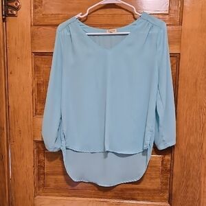 Lily White Blue 3/4 Sleeve Blouse S